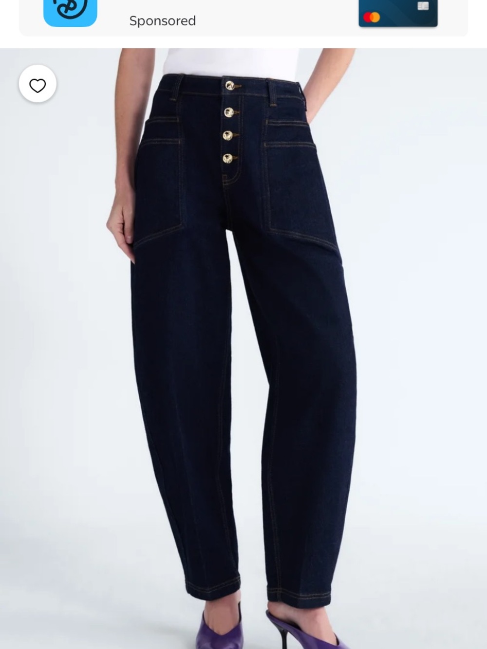 High-Rise Dark Blue Button-Front Women’s Jeans